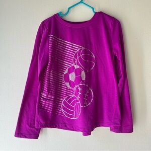 🌼 5/$25 Athletic Works Long Sleeve Sports Graphic Tee Pink Purple Size XS 4-5